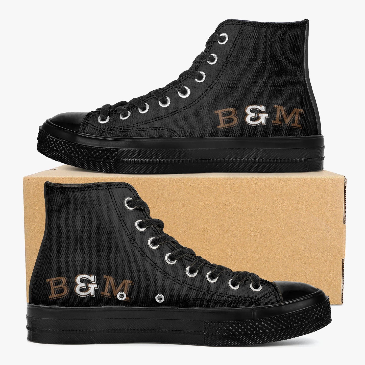 Men’s Black High-Top Canvas Sneakers – Classic Street Style - B&M