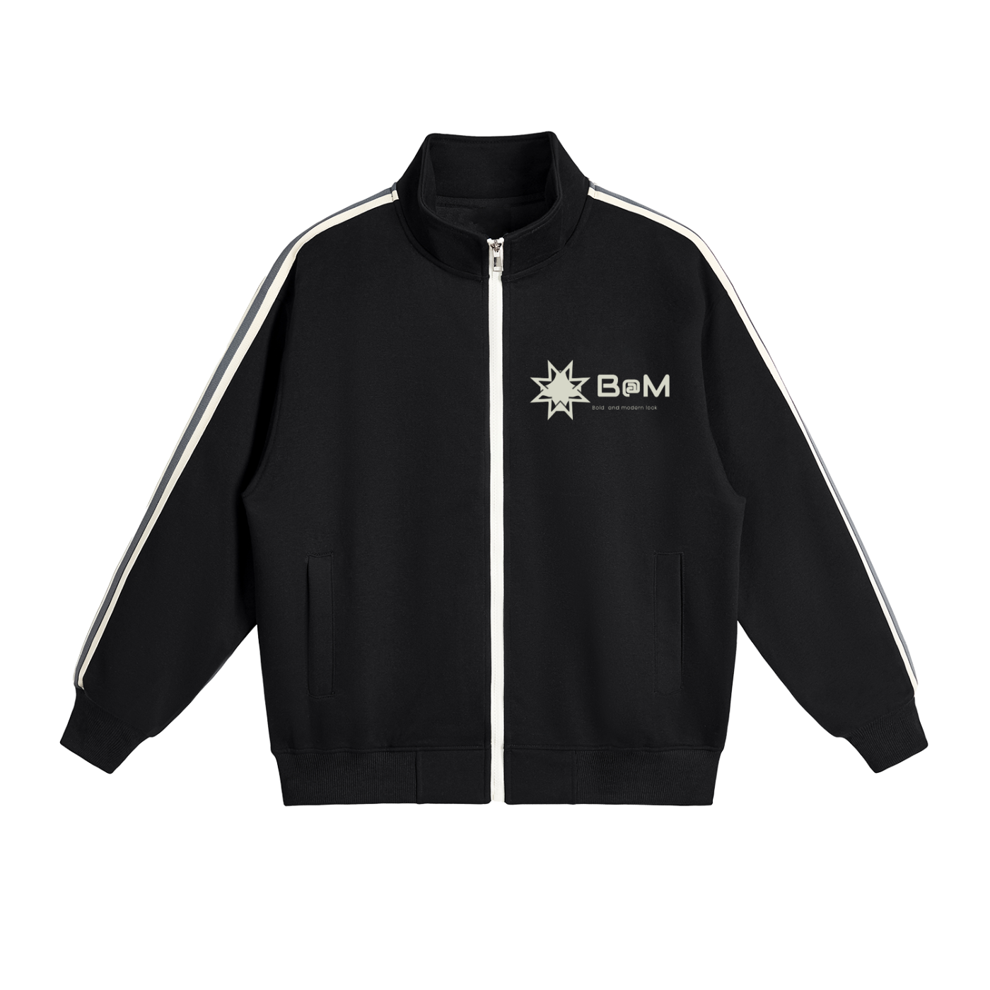 Contrast Side-Stripe Stand Collar Jacket