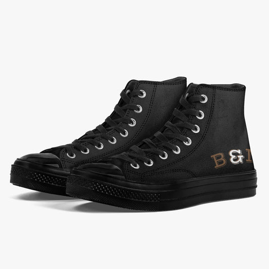 Men’s Black High-Top Canvas Sneakers – Classic Street Style - B&M