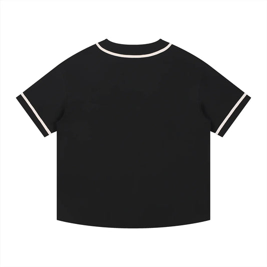 Unisex Contrast Piped V-Neck Button-Up Shirt - B&M