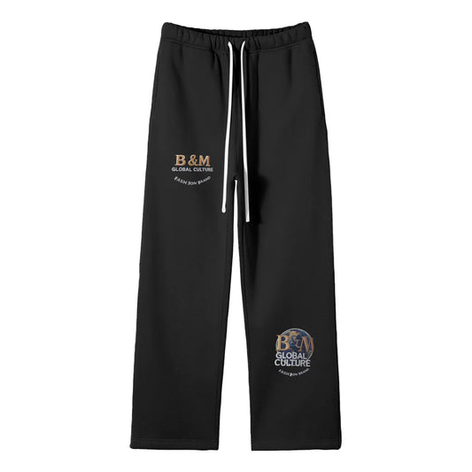 Streetwear Unisex Solid Color Fleece Straight Leg Pants - B&M