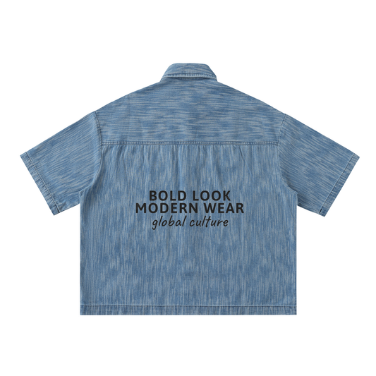 Distressed Wash Short-Sleeve Shirt