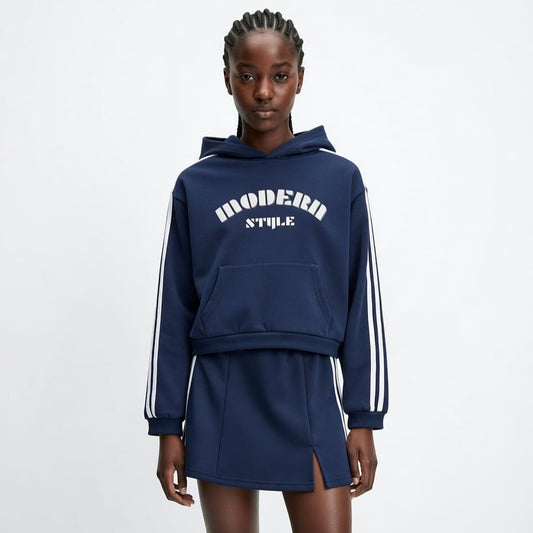 Contrast Side Stripe Slit Skirt