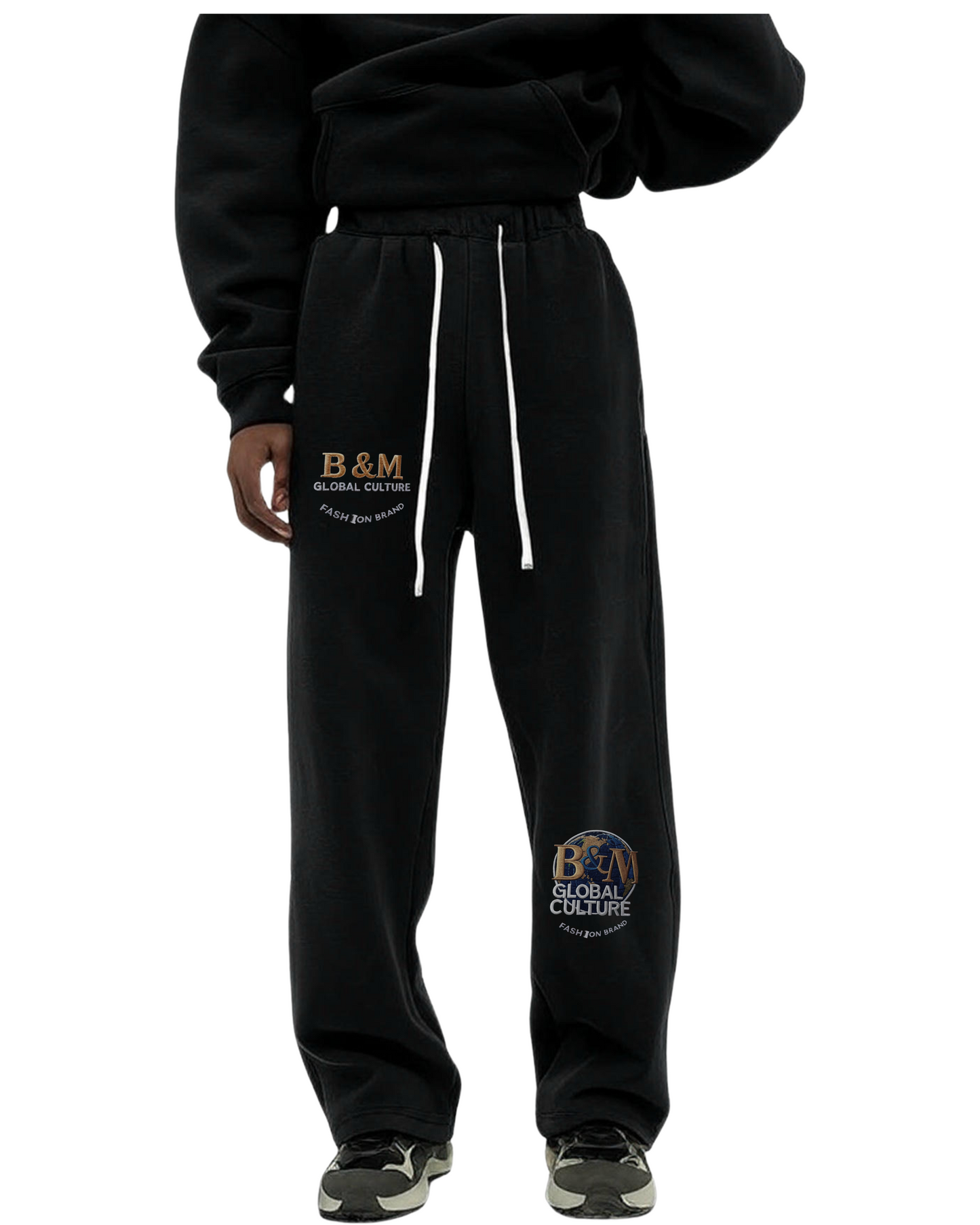 Streetwear Unisex Solid Color Fleece Straight Leg Pants
