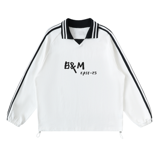 Unisex Pure Cotton Loose-Fit Long-Sleeve Raglan Polo