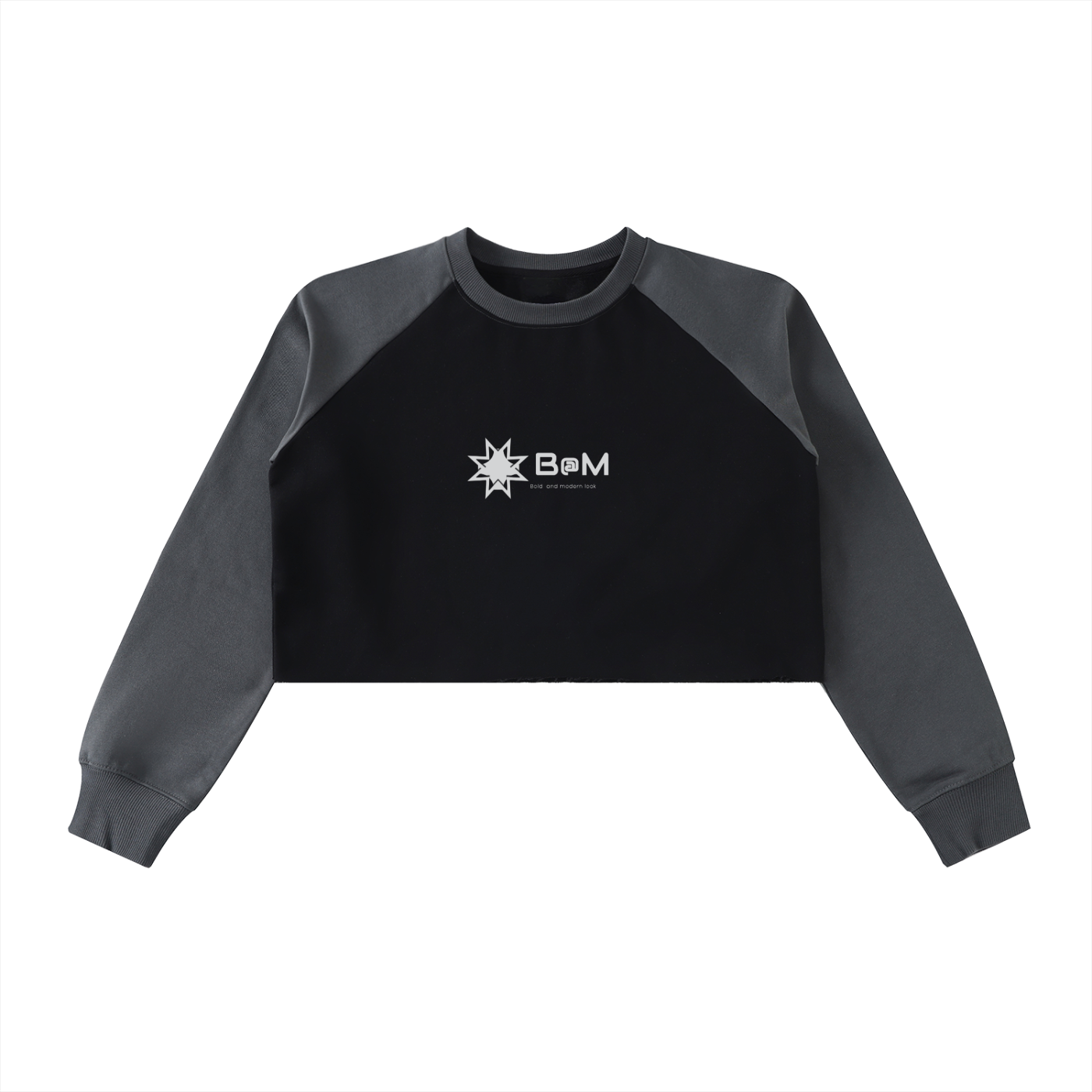 Raw-Hem Color-Block Raglan Crop Sweatshirt