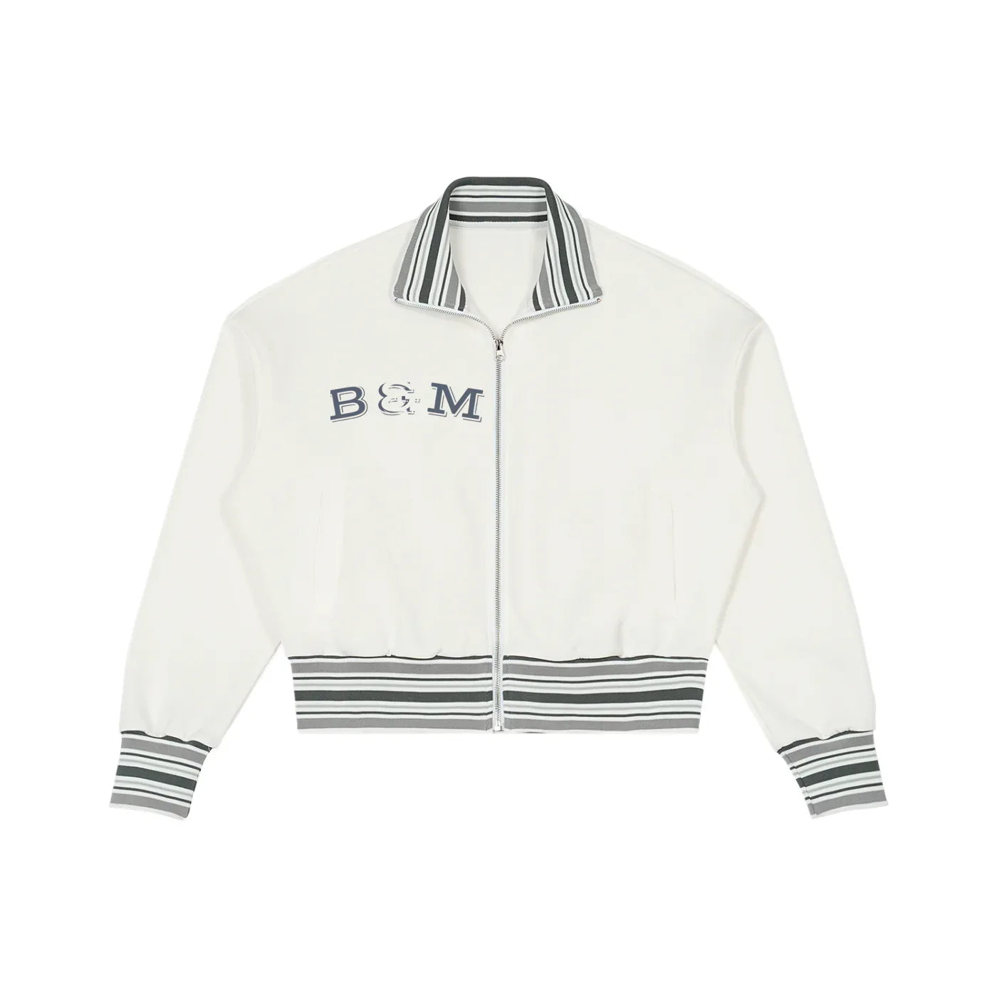Striped Rib Collar Zip Jacket - B&M 
