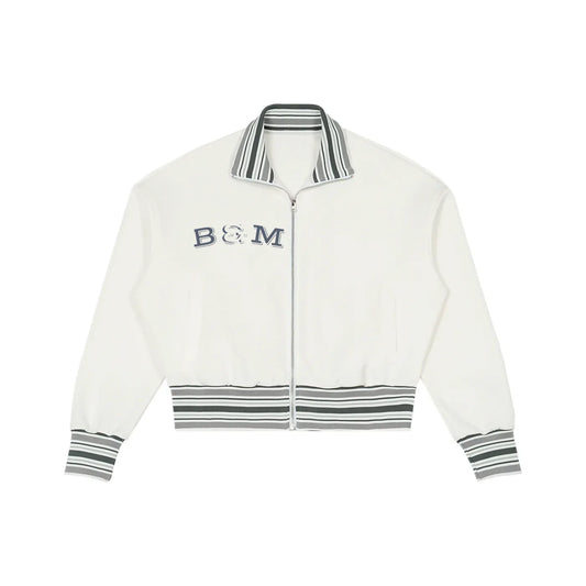 Striped Rib Collar Zip Jacket - B&M 