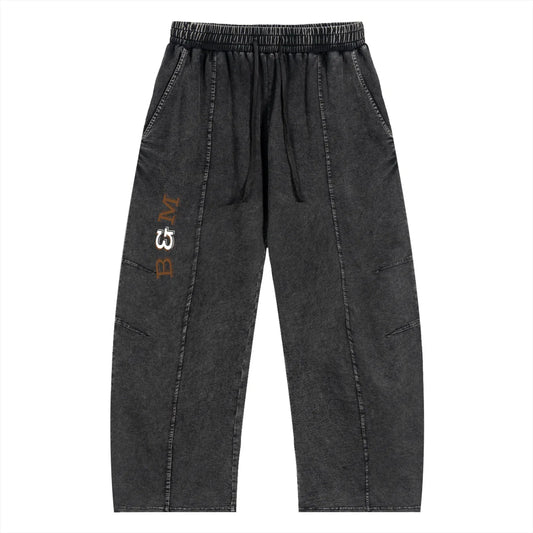 Snow Wash Drawstring Cotton Pants - B&M 