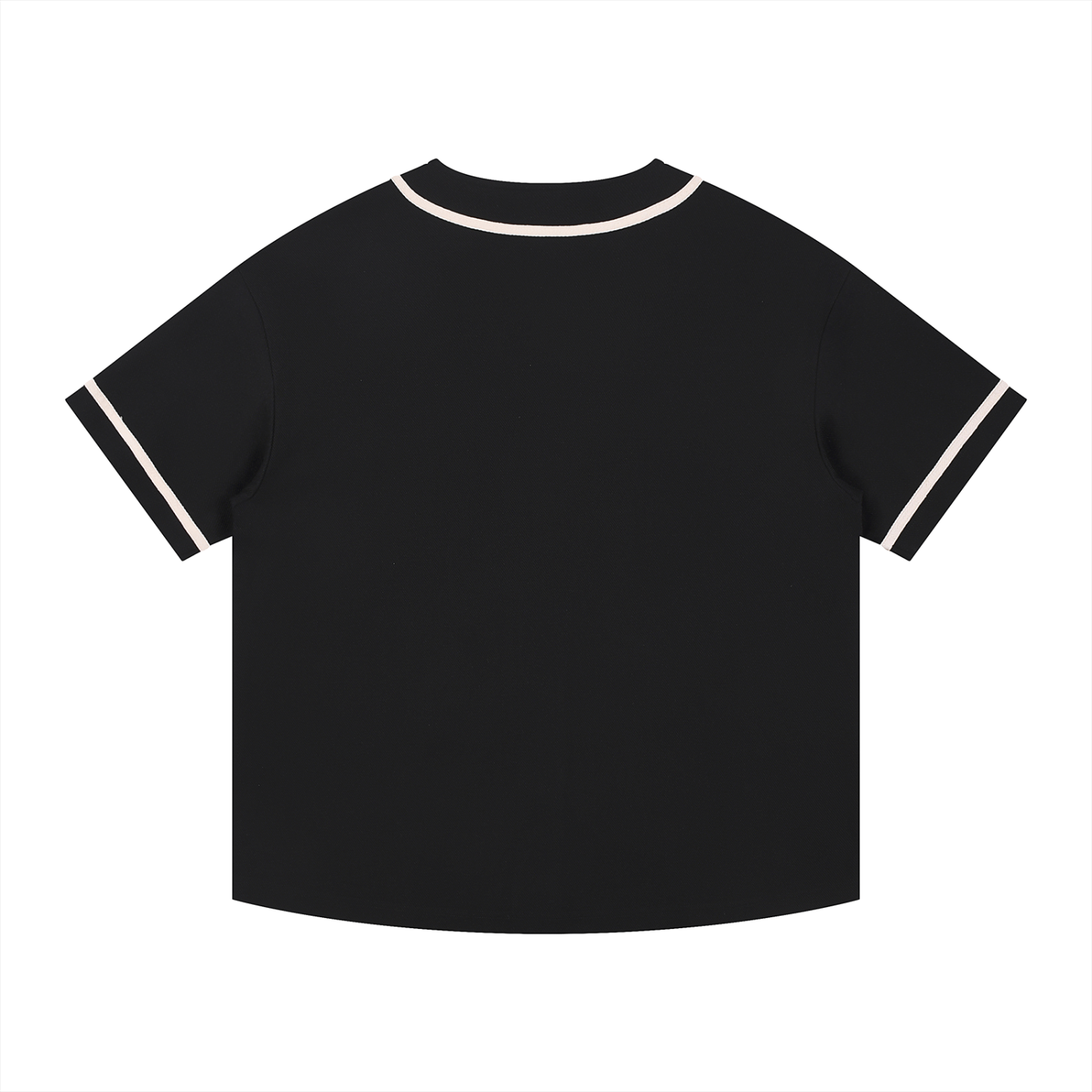 Unisex Contrast Piped V-Neck Button-Up Shirt