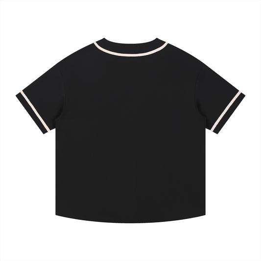 Unisex Contrast Piped V-Neck Button-Up Shirt