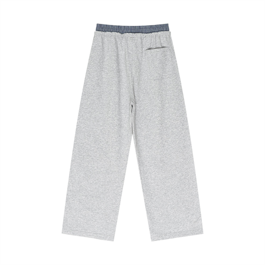 Plaid Contrast Waist Pants