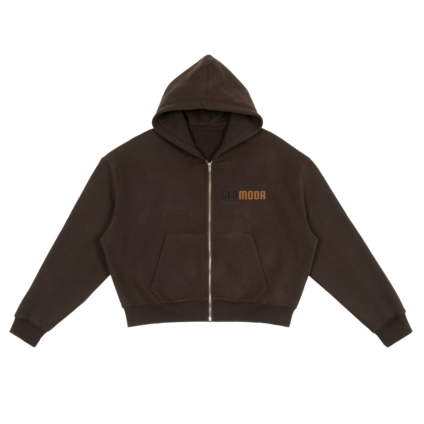 Unisex Brown Double-Zip Hoodie