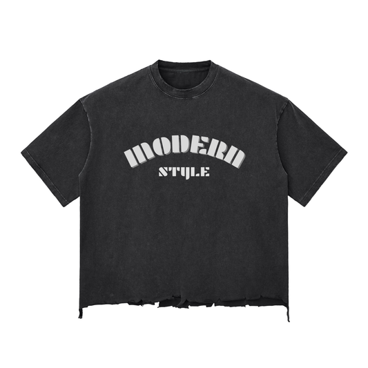 Snow Wash Raw-Hem Boxy T-shirt