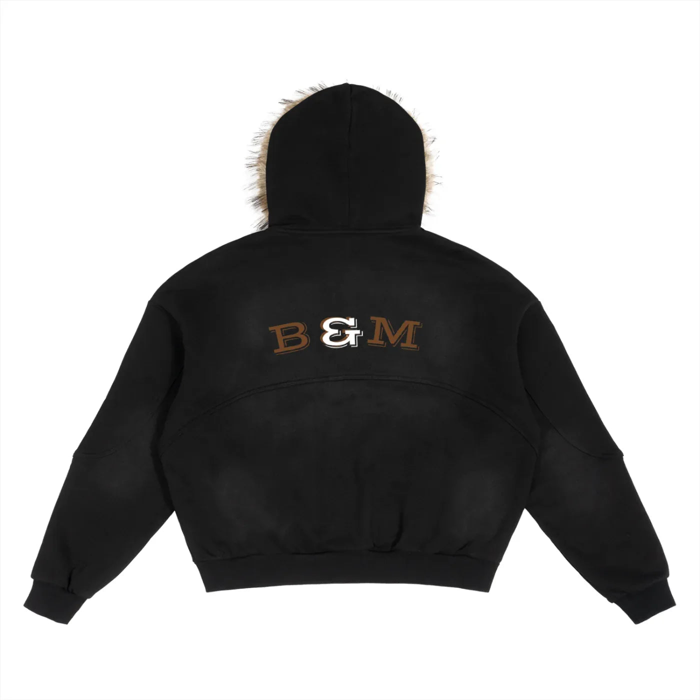 Sun Fade Boxy Detachable Fur Hoodie - B&M 