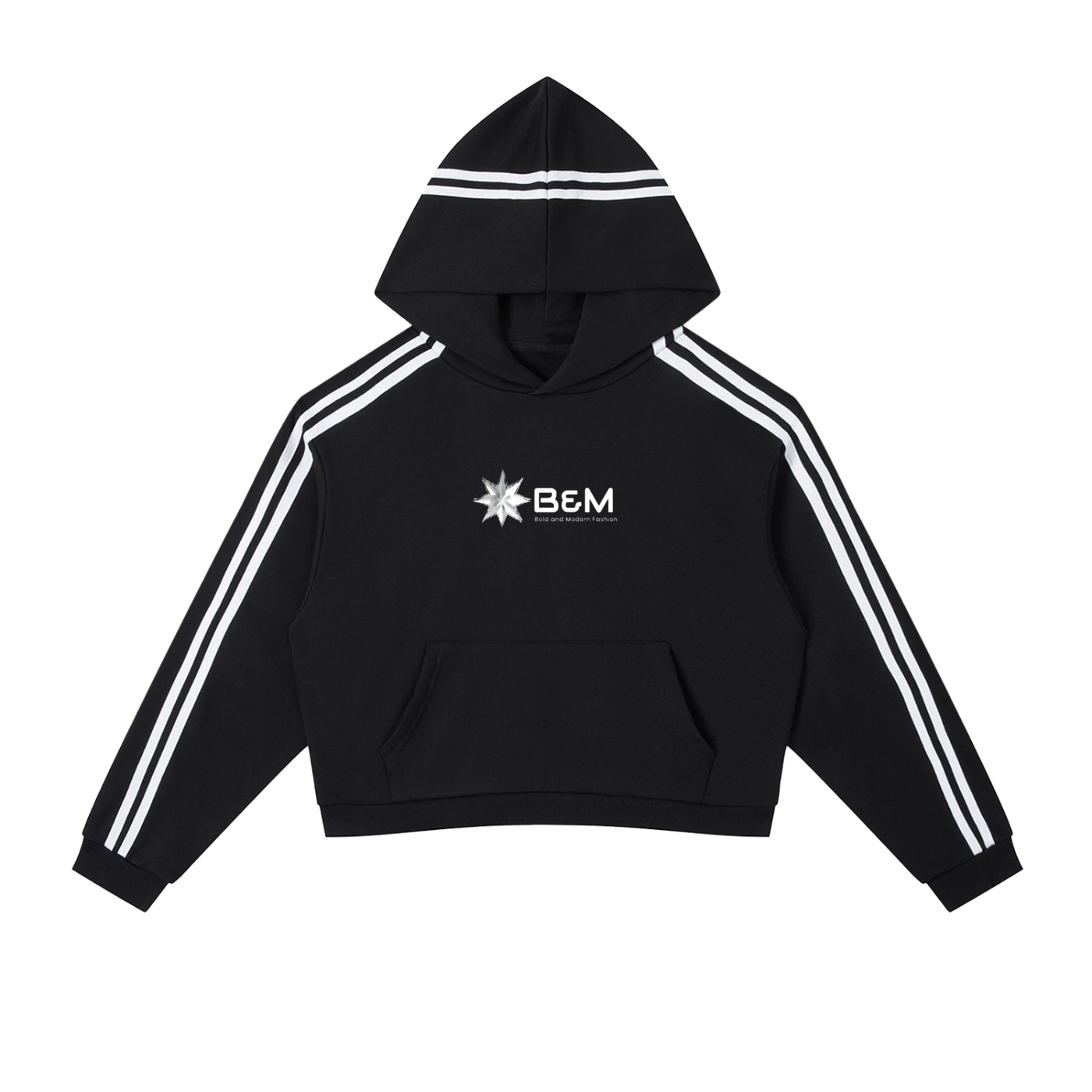 Contrast Side Stripe Cropped Hoodie