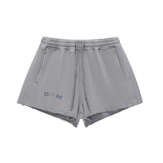 Snow Washed Raw Edge Drawstring Shorts - B&M 