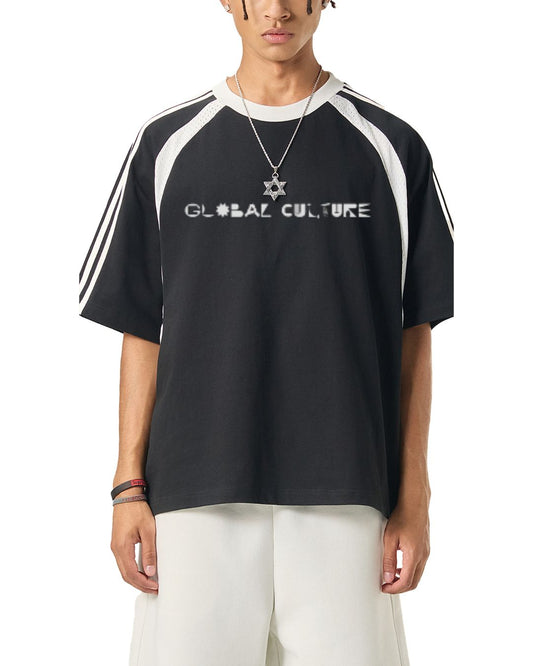 Contrast Stripes Panel Mesh T-shirt