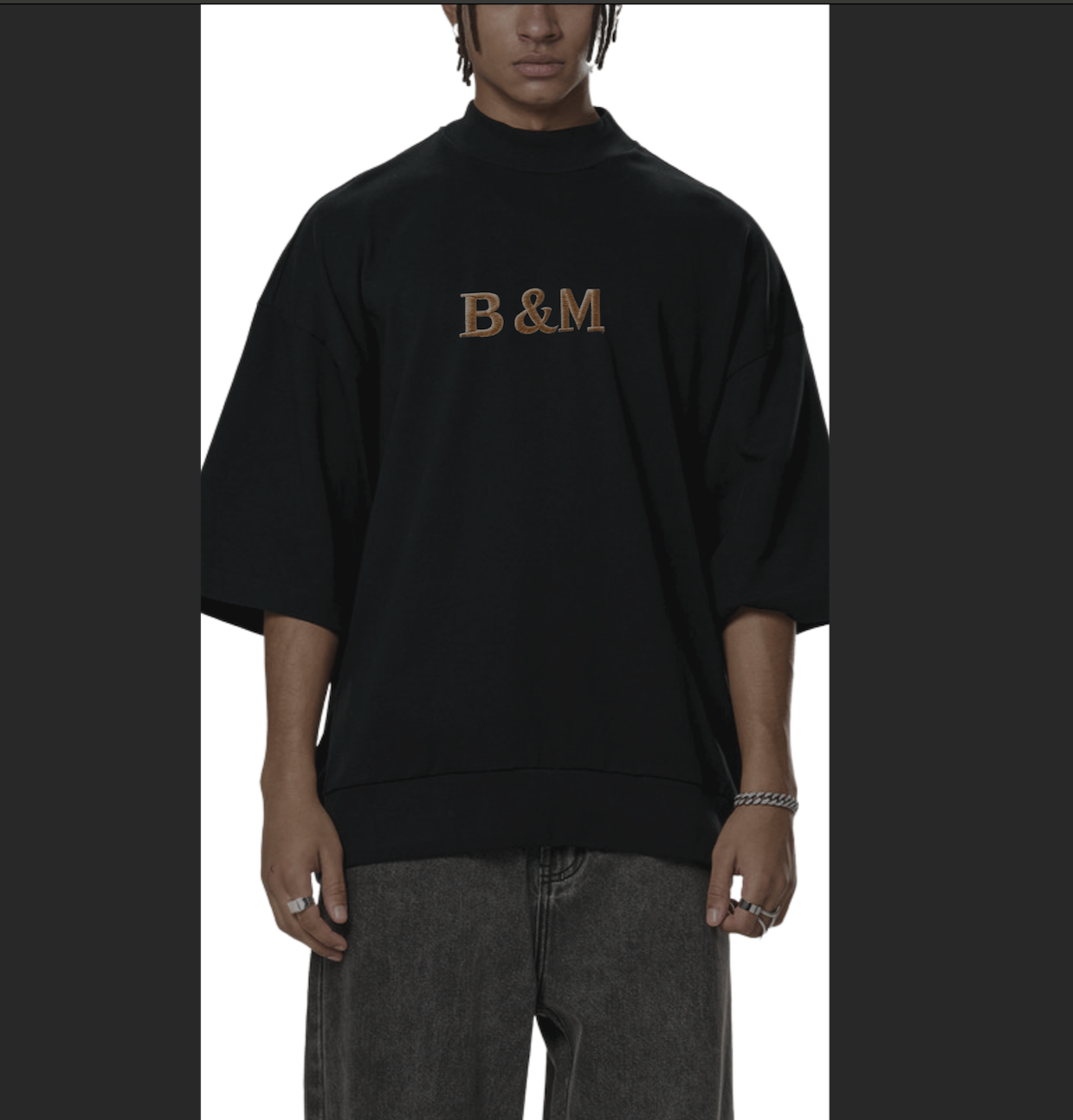 A heavyweight Oversized Mock Neck T-shirt