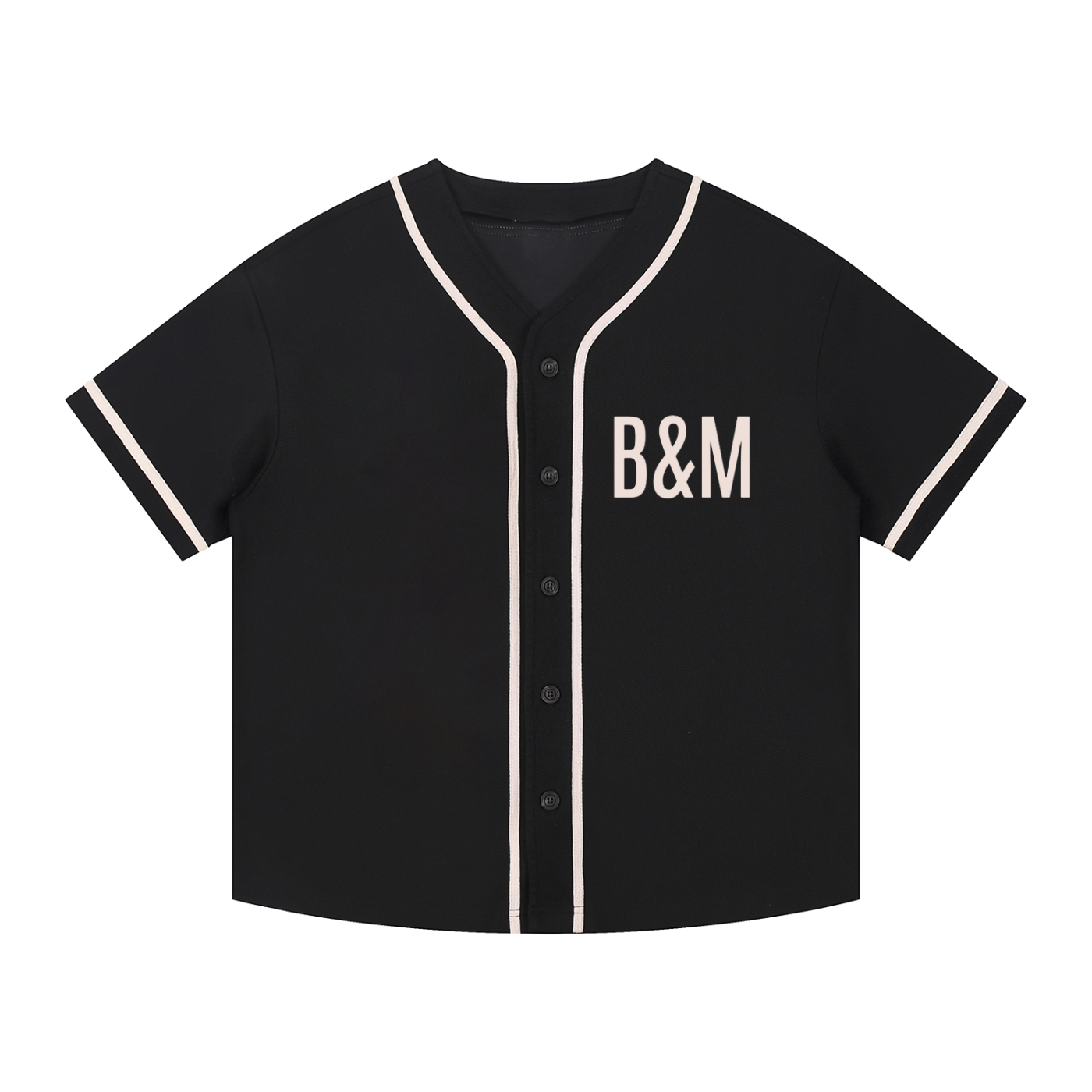 Unisex Contrast Piped V-Neck Button-Up Shirt