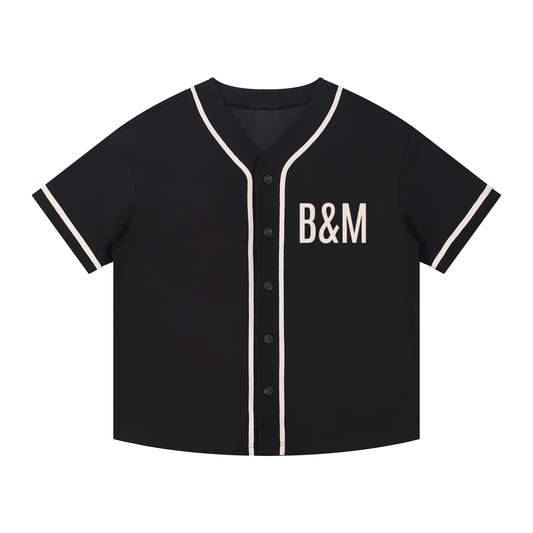 Unisex Contrast Piped V-Neck Button-Up Shirt