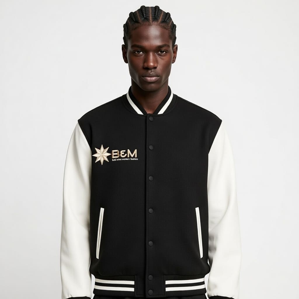 Two-Tone Fleeced Varsity Jacket
