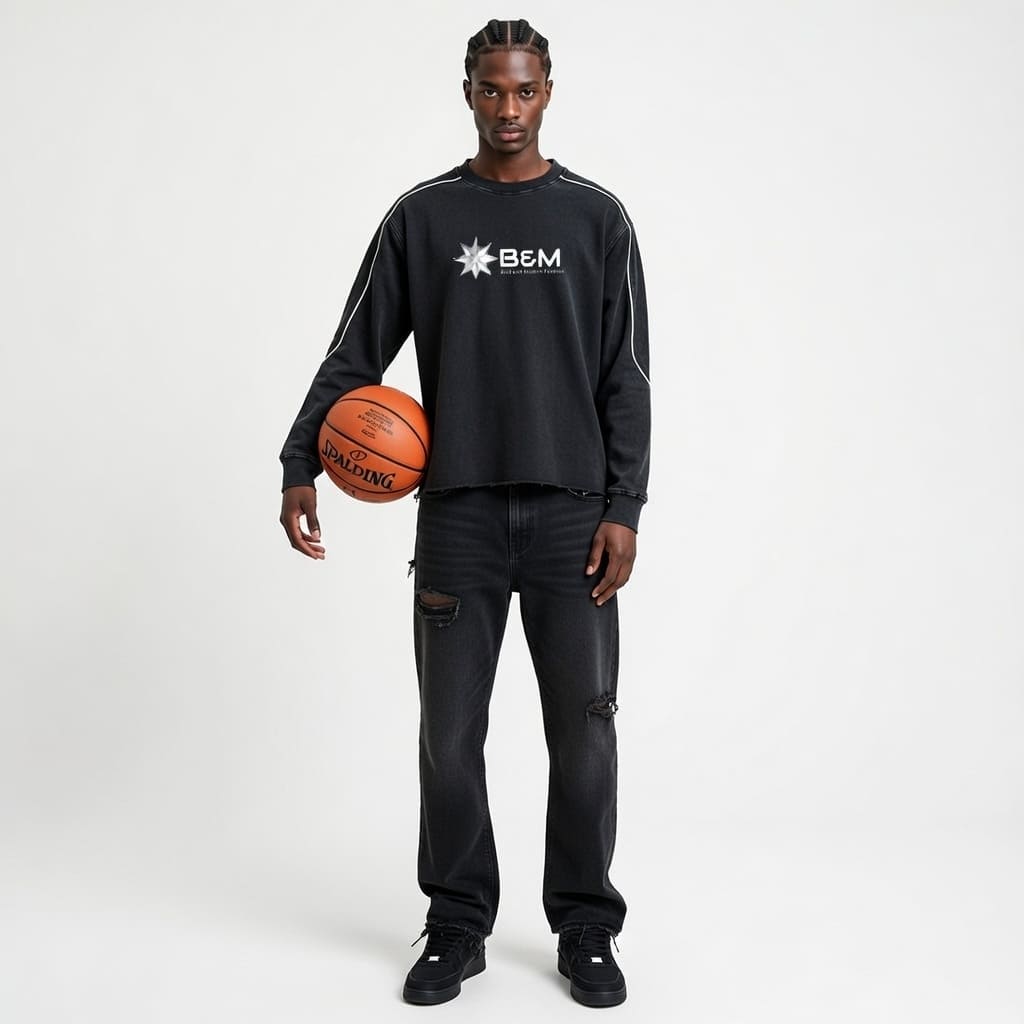 Vintage-Style Raw-Hem Sweatshirt