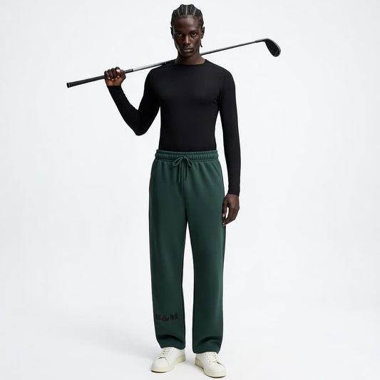 Solid Color Straight-Leg Sweatpants