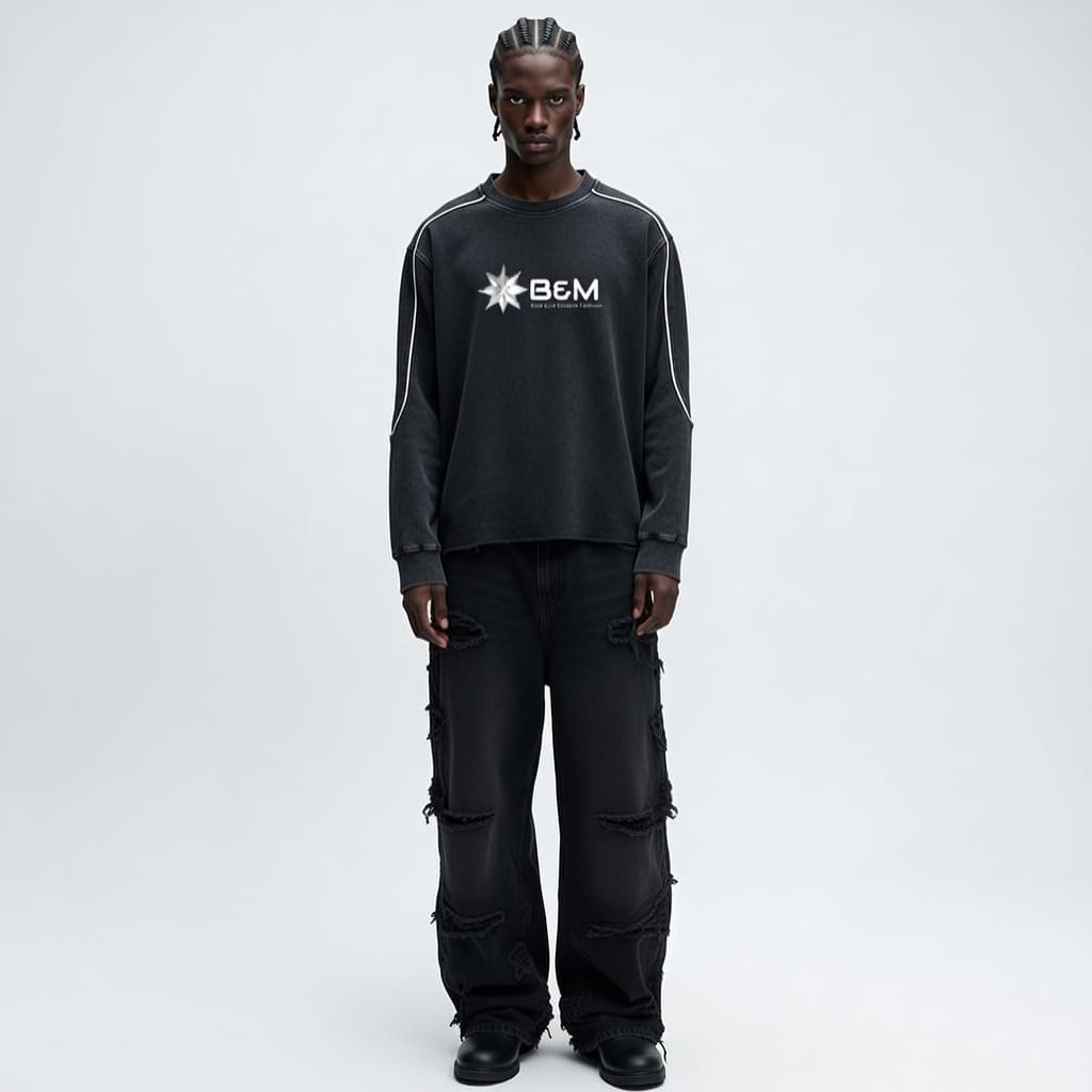 Vintage-Style Raw-Hem Sweatshirt