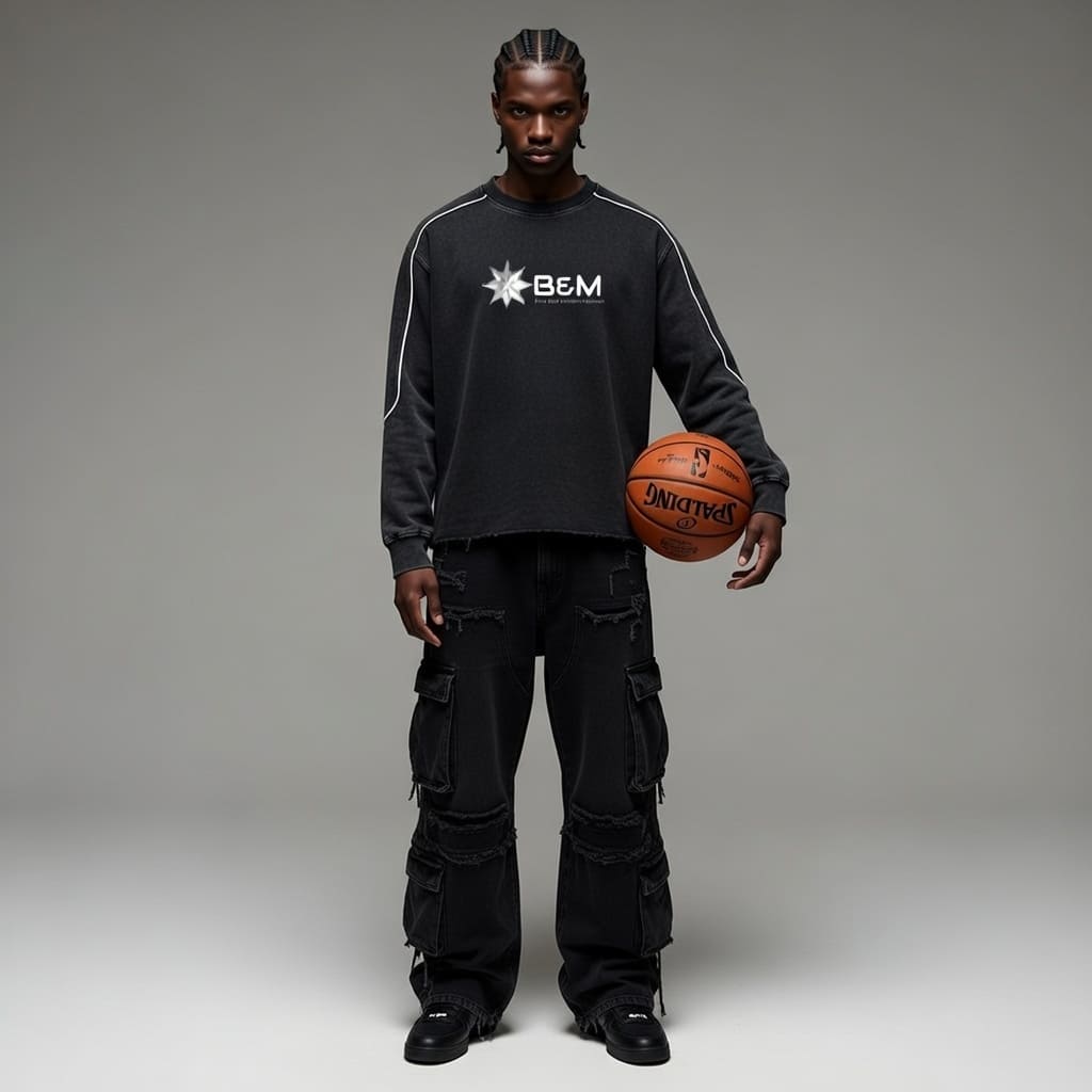 Vintage-Style Raw-Hem Sweatshirt