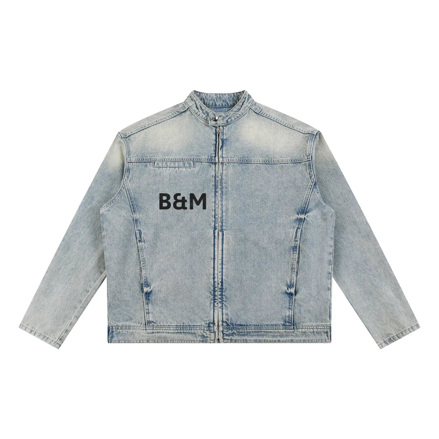 Vintage Wash Zip Denim Jacket - B&M 