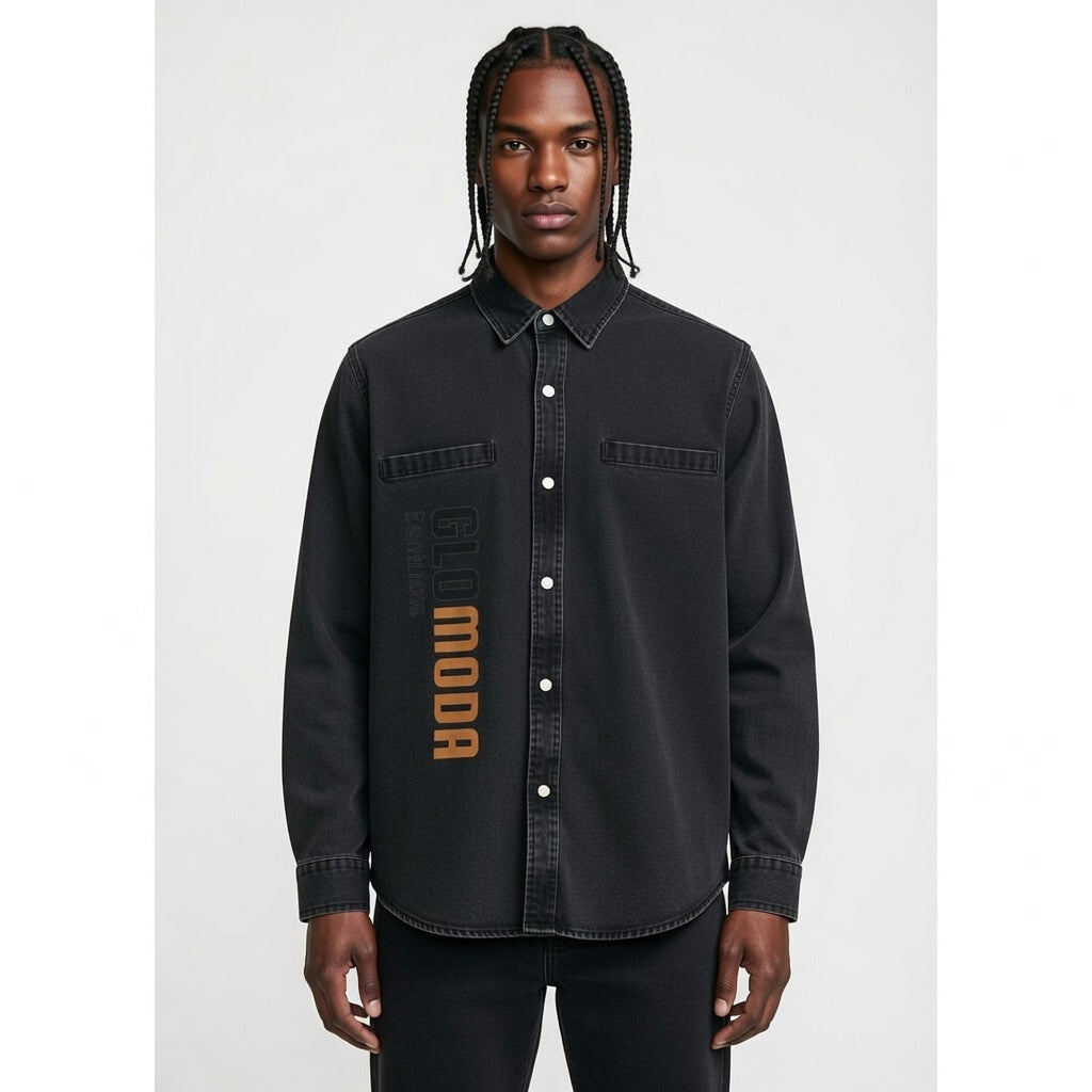 Unisex Washed Cotton Button-Up Shirt – Casual Street Style