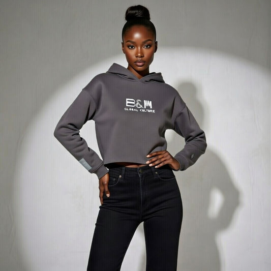 Buttoned slits cropped hoodie