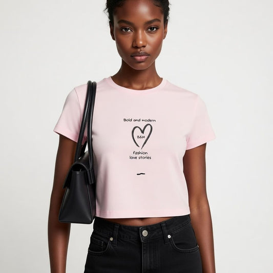 Women’s Bodycon Crop Top – Slim Fit Cotton-Spandex Blend, Small Sizing