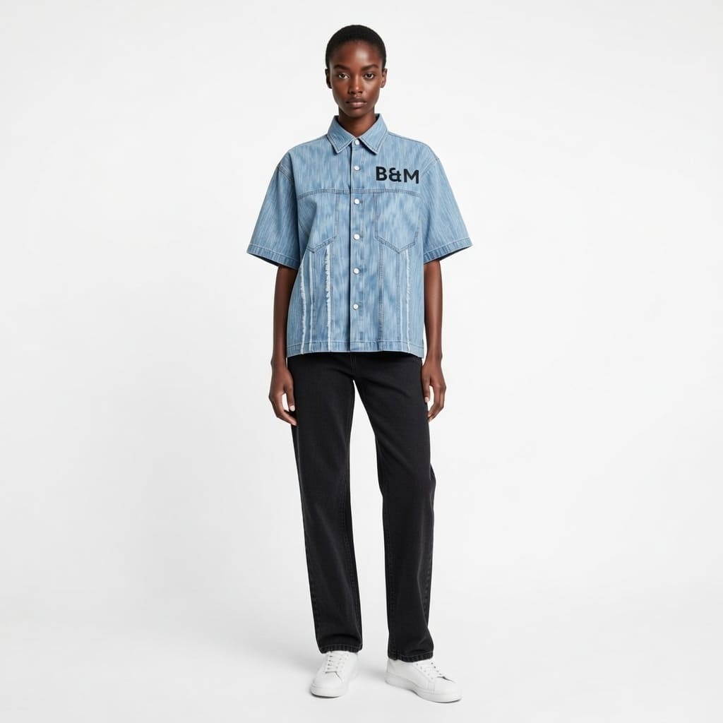 Distressed Wash Short-Sleeve Shirt