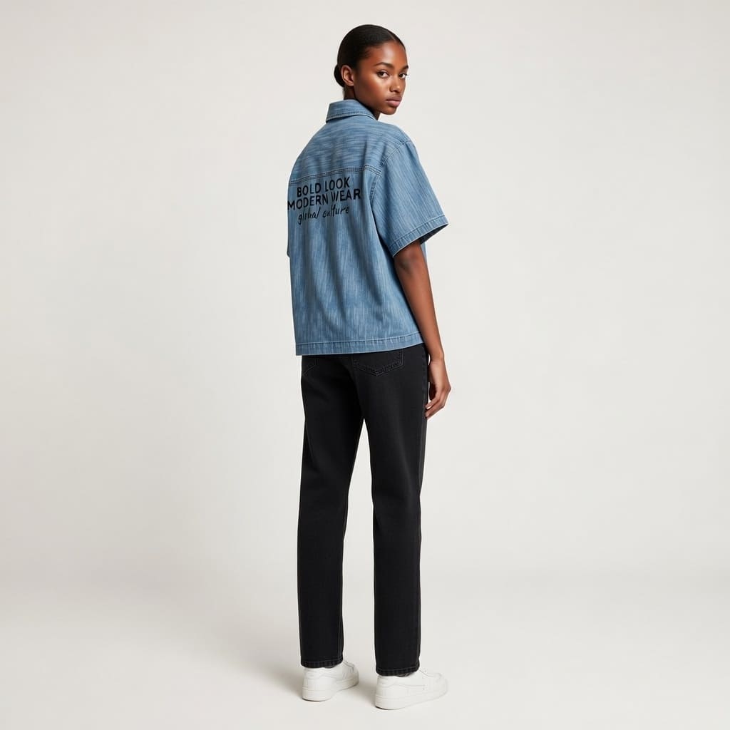 Distressed Wash Short-Sleeve Shirt