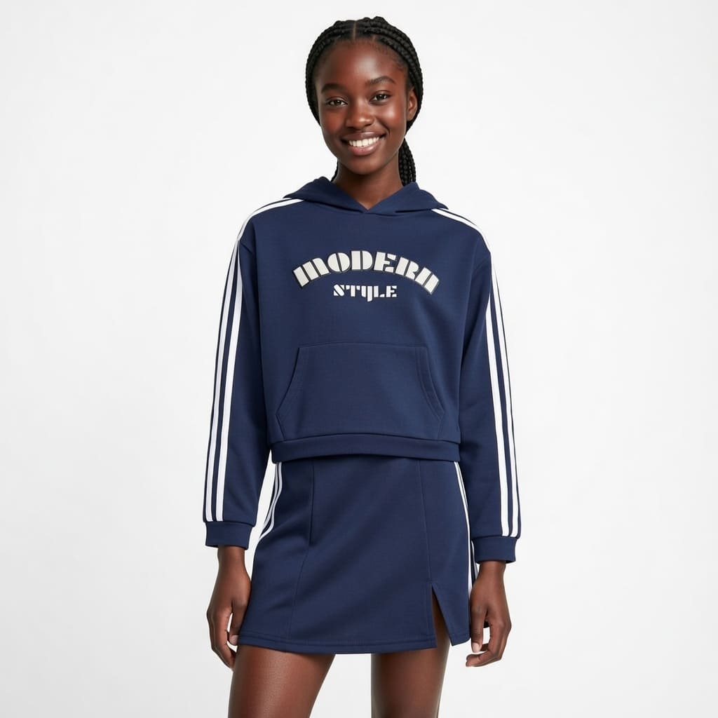 Contrast Side Stripe Slit Skirt