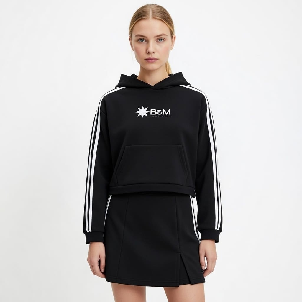 Contrast Side Stripe Cropped Hoodie