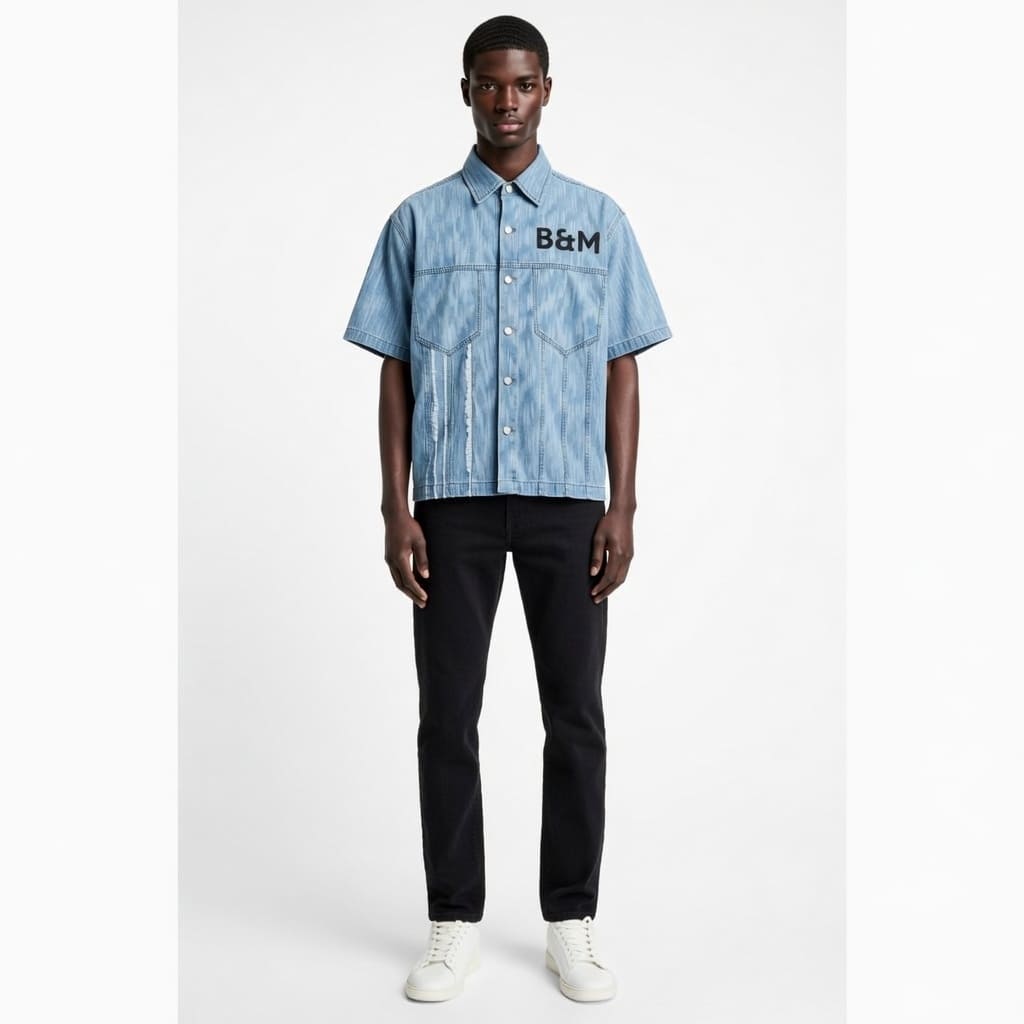 Distressed Wash Short-Sleeve Shirt